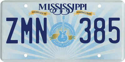 MS license plate ZMN385