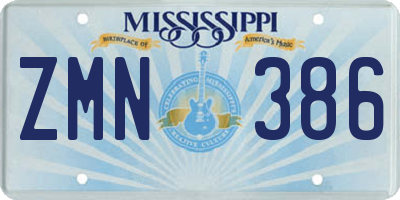MS license plate ZMN386