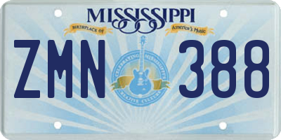 MS license plate ZMN388