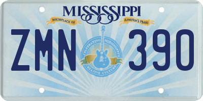 MS license plate ZMN390