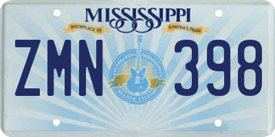 MS license plate ZMN398