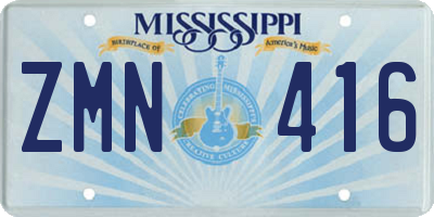 MS license plate ZMN416