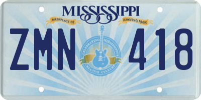 MS license plate ZMN418