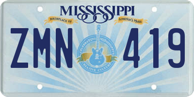 MS license plate ZMN419