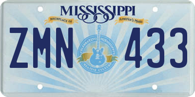 MS license plate ZMN433