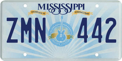 MS license plate ZMN442