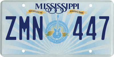 MS license plate ZMN447