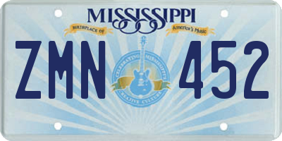 MS license plate ZMN452
