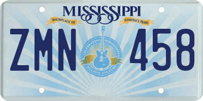 MS license plate ZMN458