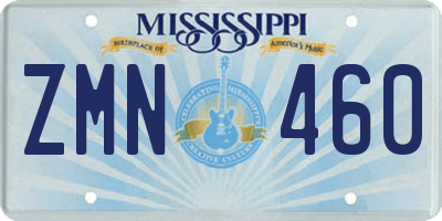 MS license plate ZMN460