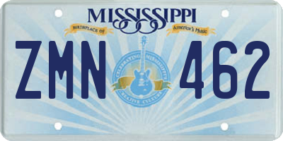MS license plate ZMN462