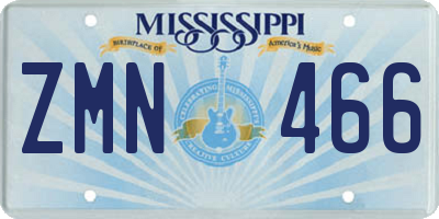 MS license plate ZMN466
