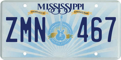 MS license plate ZMN467