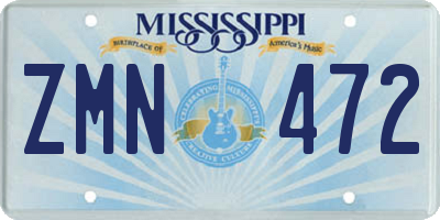 MS license plate ZMN472