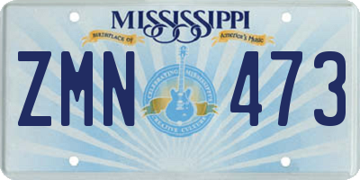 MS license plate ZMN473