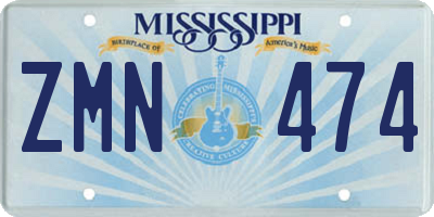 MS license plate ZMN474