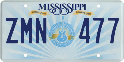 MS license plate ZMN477