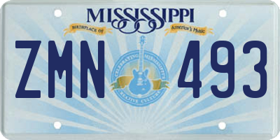 MS license plate ZMN493