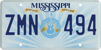 MS license plate ZMN494