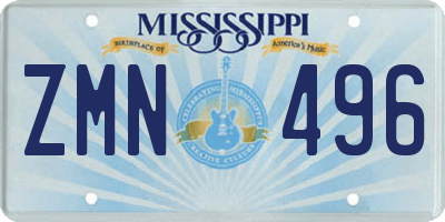 MS license plate ZMN496