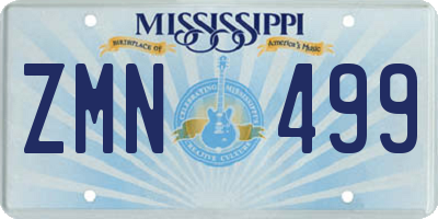 MS license plate ZMN499
