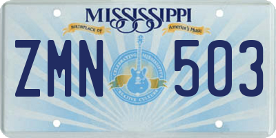 MS license plate ZMN503