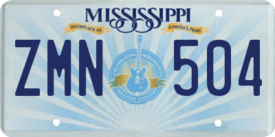 MS license plate ZMN504
