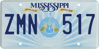 MS license plate ZMN517