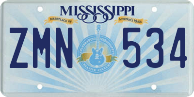 MS license plate ZMN534