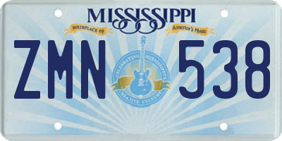 MS license plate ZMN538