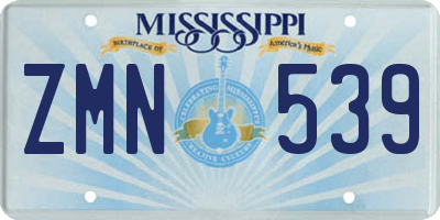 MS license plate ZMN539