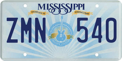 MS license plate ZMN540