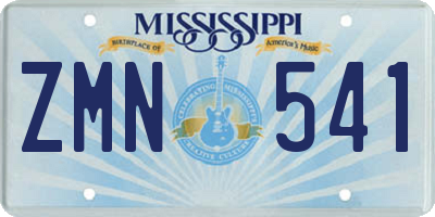 MS license plate ZMN541