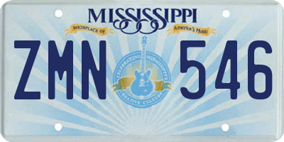 MS license plate ZMN546