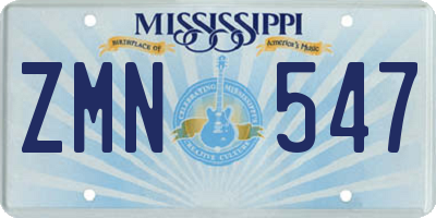 MS license plate ZMN547