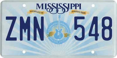 MS license plate ZMN548