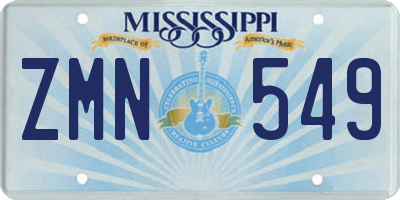 MS license plate ZMN549
