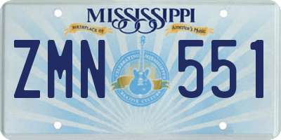 MS license plate ZMN551