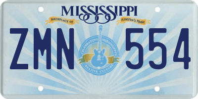 MS license plate ZMN554