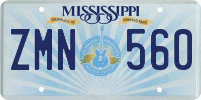 MS license plate ZMN560