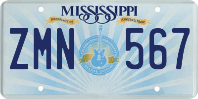 MS license plate ZMN567