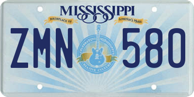 MS license plate ZMN580