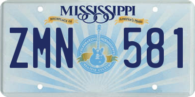 MS license plate ZMN581