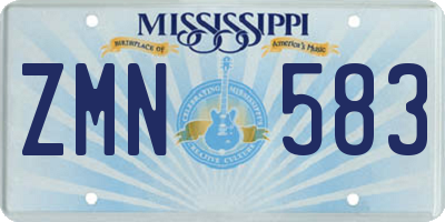 MS license plate ZMN583