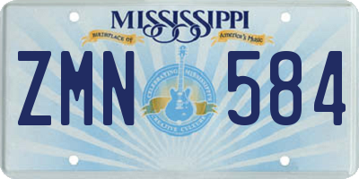 MS license plate ZMN584