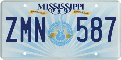MS license plate ZMN587
