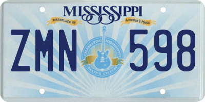 MS license plate ZMN598