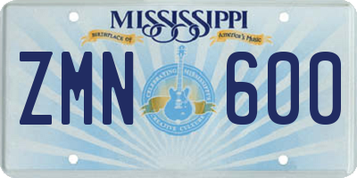 MS license plate ZMN600