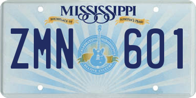 MS license plate ZMN601