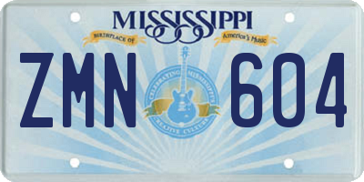MS license plate ZMN604